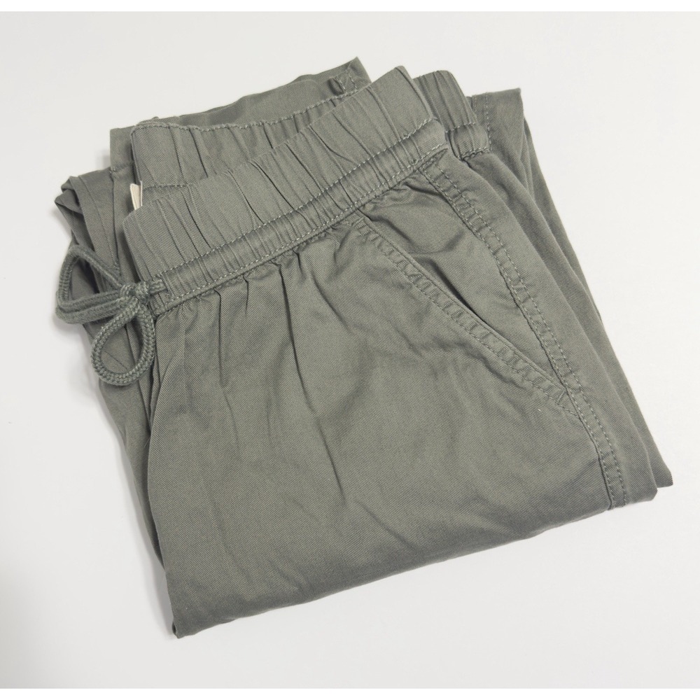 Pact Women's Organic Cotton Poplin Jogger Size S Green Tapered Stretch Casual